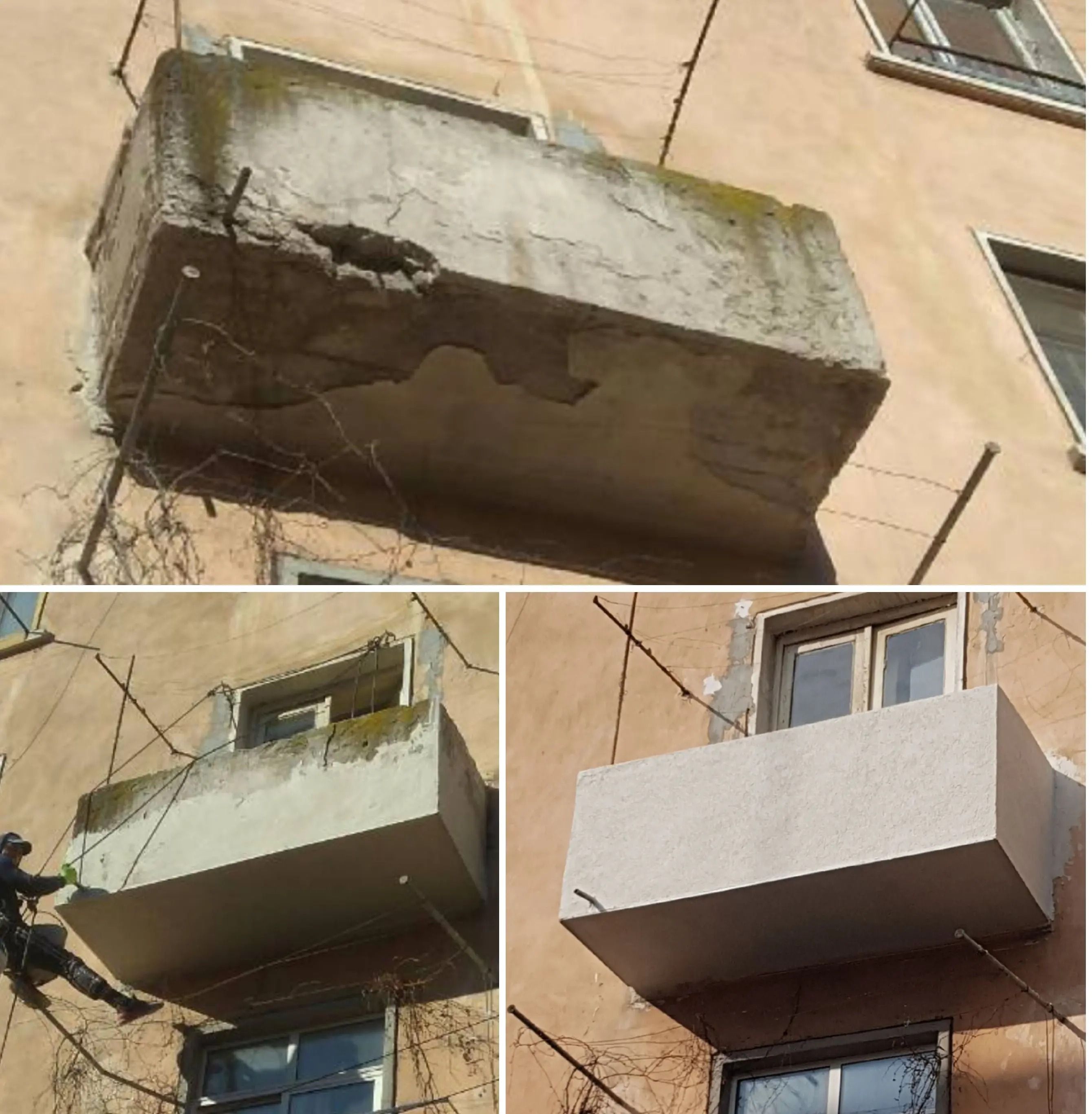 Ремонт на тераса от стара сграда в Бургас. Силно повредена и разрушени участъци